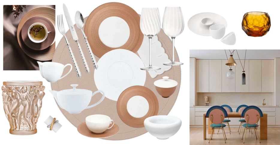 Jl Coquet Hemisphere White and Coper Dinnerware