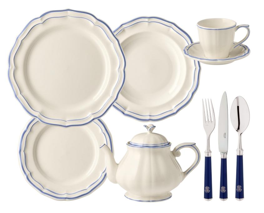 Gien Filet Bleu dinnerware collection