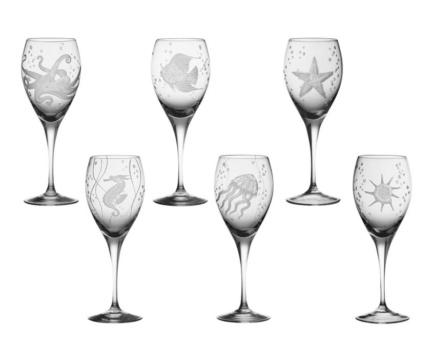 Sea life wine goblets by Artel