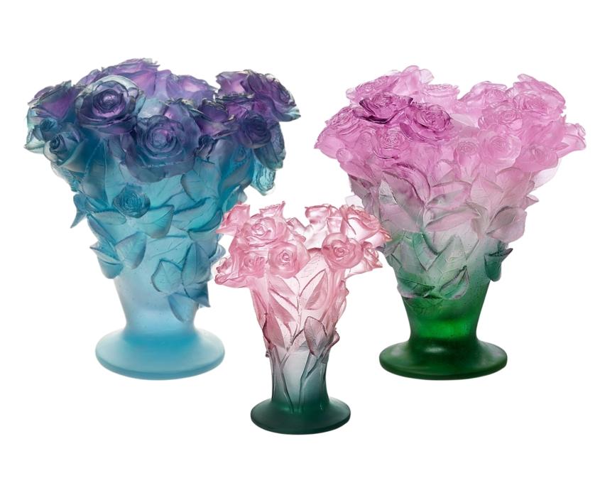 Roses vases by Daum