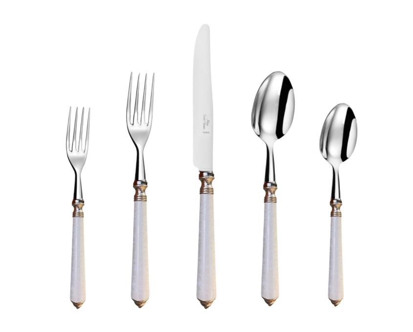 Séville white stainless steel flatware collection by Alain Saint-Joanis