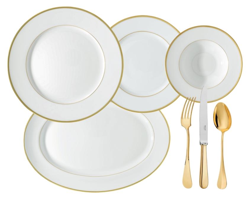 Fontainebleau or (filet marli) china collection by Raynaud