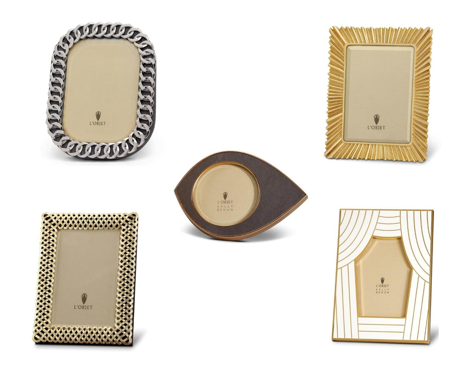 L'Objet picture frames: Rectangular Pave, Side Eye, Curtain Up, Ray, Braid, Stars, Concorde, Cuban, Leopard, Scales, Garland