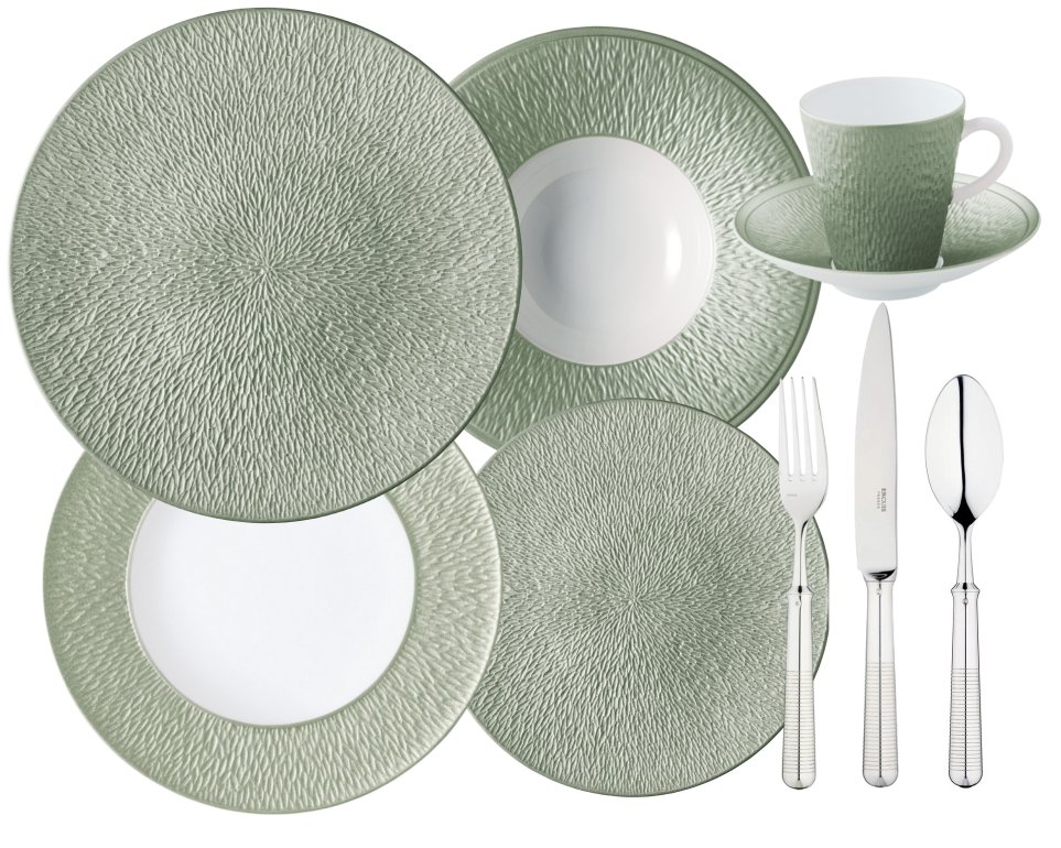 Raynaud Minéral Irisé Céladon dinnerware collection