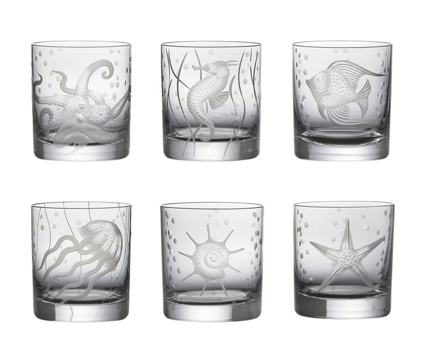 Sea life double old fashioned tumblers by Artel