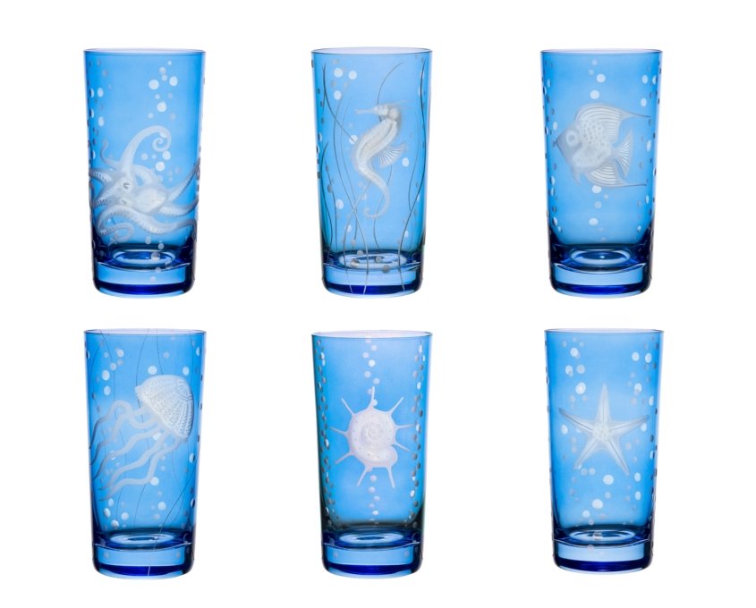 Sea life highball glasses by Artel