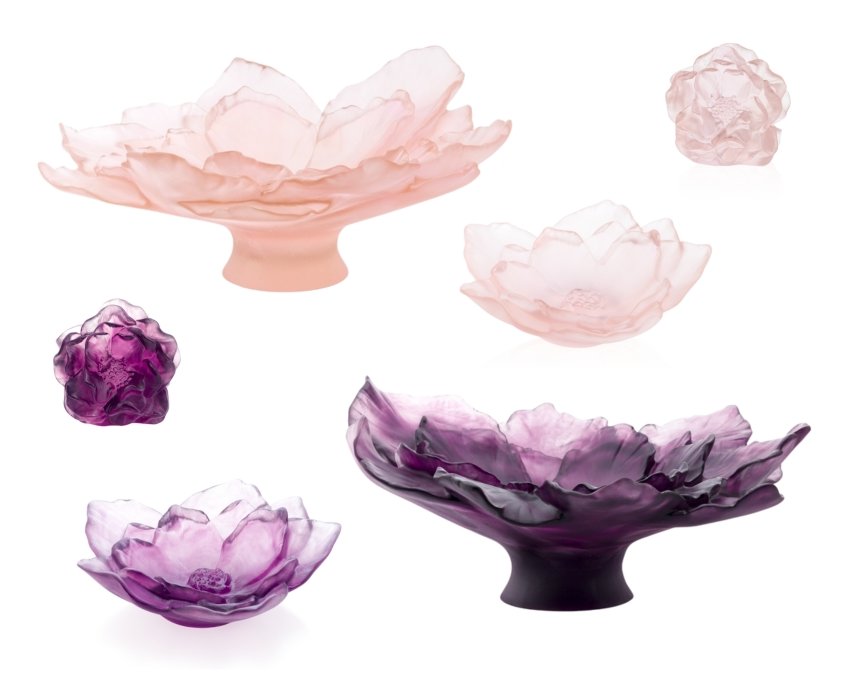 Camelia bowls and flowers by Daum