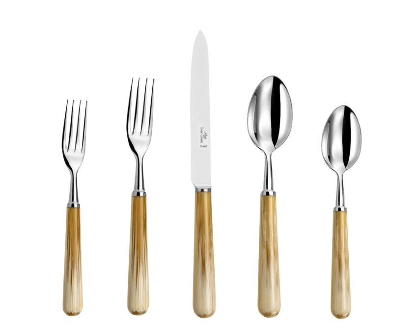 Basic Cream Horn flatware collection by Alain Saint-Joanis