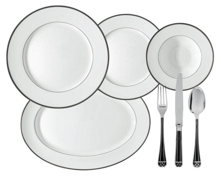 Fontainebleau platine (filet marli) china collection by Raynaud