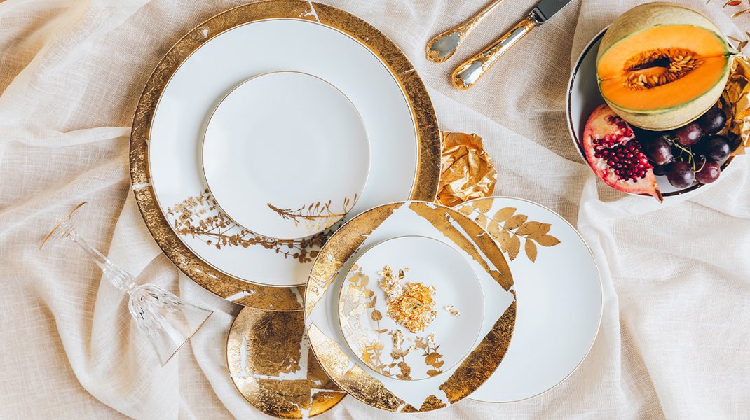 Bernardaud Vegetal Gold dinnerware collection