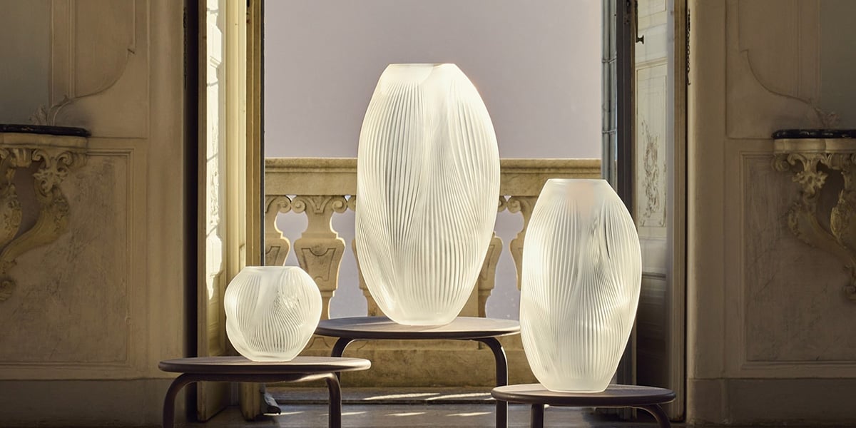 Lalique Air Alizé crystal vases