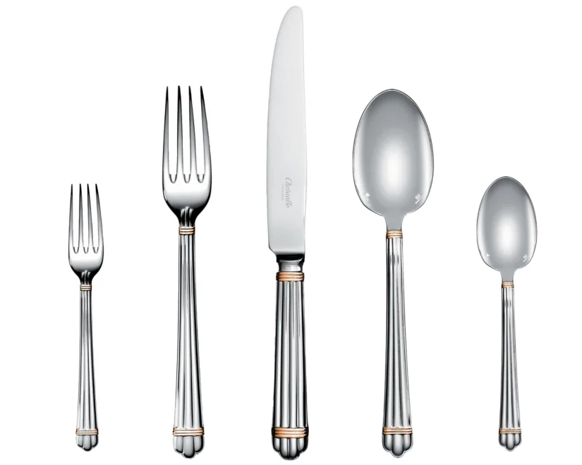 Aria cutlery, silver plated with gold ring
