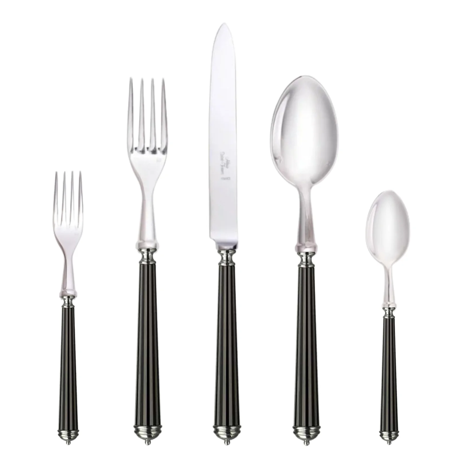 Lignes Black, silver plated