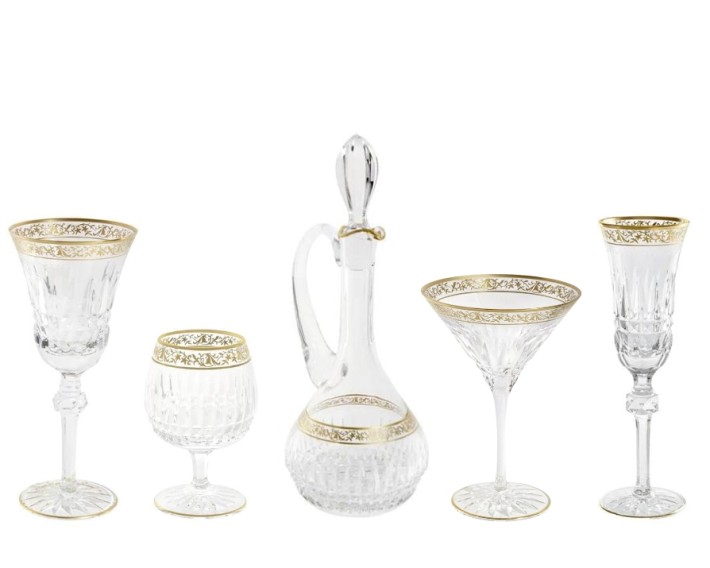 Cristallerie de Montbronn Viktoria glassware collection with gold incrustation