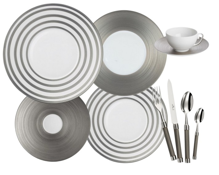 J.L Coquet Hémisphère Platinum dinnerware collection