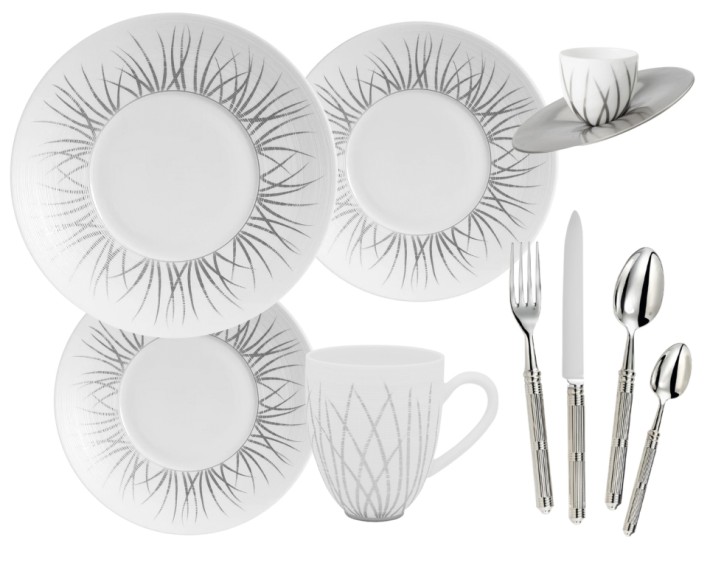 J.L Coquet Tundra Platinum dinnerware collection