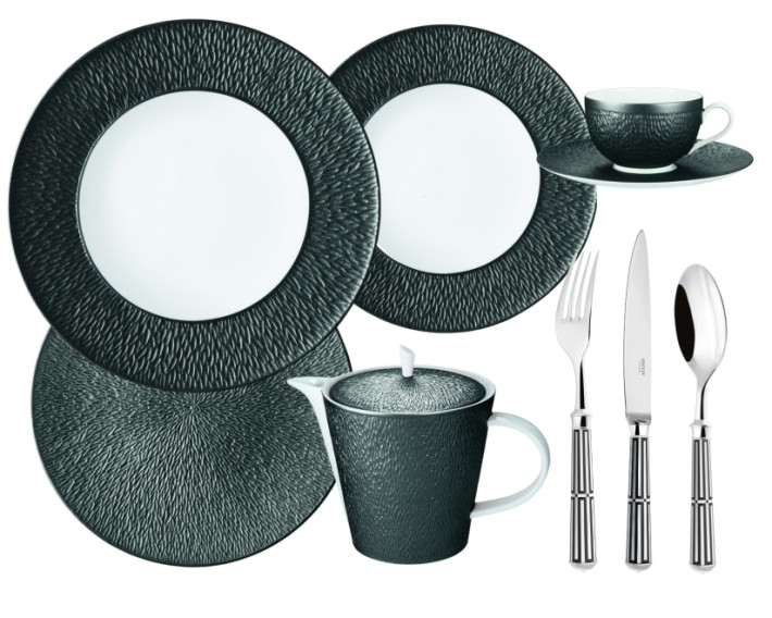 Minéral Irisé Black dinnerware collection by Raynaud
