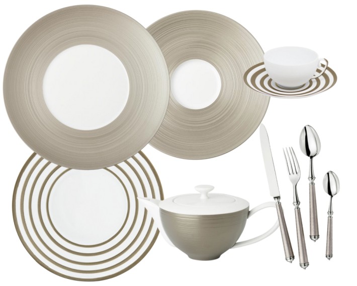 J.L Coquet Hémisphère Grey Metallic dinnerware collection