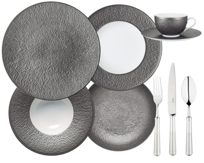 Raynaud Minéral Irisé Dark Grey dinnerware collection
