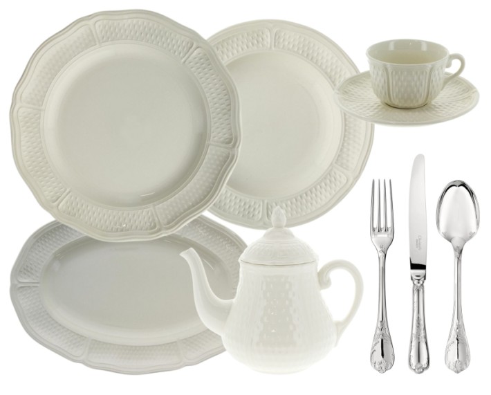 Gien Pont aux Choux White dinnerware collection