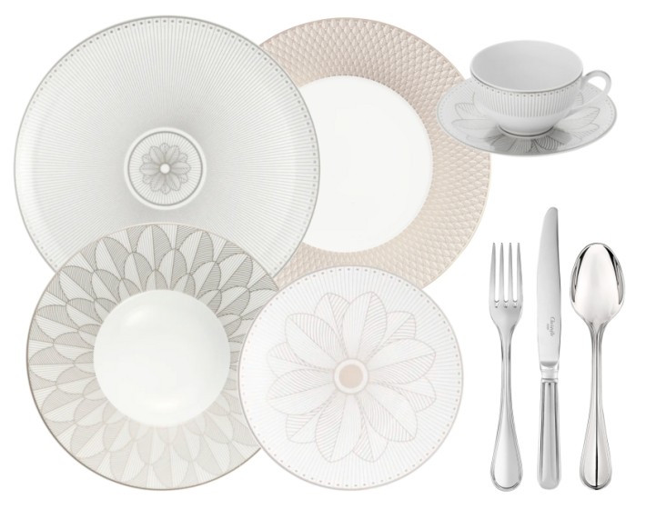Christofle Malmaison Impériale Platinum dinnerware collection