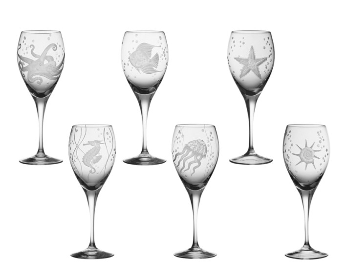 Sea life wine goblets by Artel