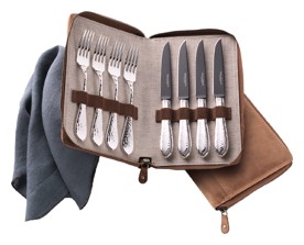 Robbe & Berking, Martelé cutlery, Silver plated, Barbecue set "frozen black" 8 pcs.