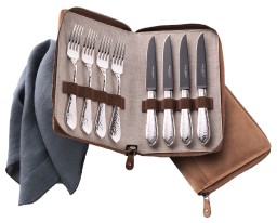 Robbe & Berking, Martelé cutlery, sterling silver, Barbecue set "frozen black" 8 pcs.