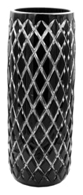 Cristallerie de Montbronn, Harlequin, Tube vase, black