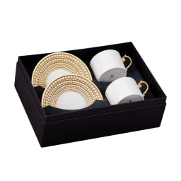 L'Objet, Perlée gold, Tea cup and saucer set of 2