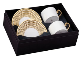 L'Objet, Perlée gold, Tea cup and saucer set of 2