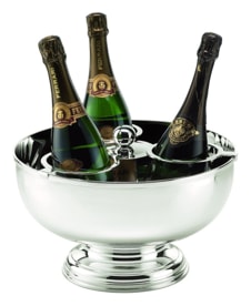 Schiavon, Essentia bar accessories, silver plated, Round stand champagne bowl with 3 bottles support