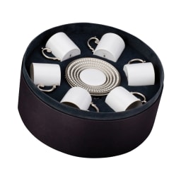 L'Objet, Perlée platinum, Espresso cup and saucer set of 6