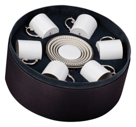 L'Objet, Perlée platinum, Espresso cup and saucer set of 6