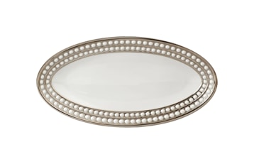 L'Objet, Perlée platinum, Oval platter, small