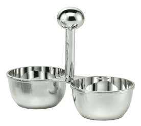 Schiavon, Essentia table accessories, silver plated, Two-section snack dish