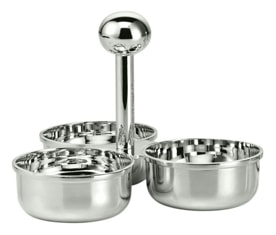 Schiavon, Essentia table accessories, silver plated, Three-section snack dish