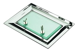 Schiavon, Essentia table accessories, silver plated, Edged rectangular butter dish with knife