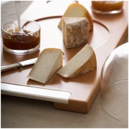 Schiavon, Essentia table accessories, silver plated, Wooden cheese set with board, dome and bowls