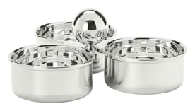 Schiavon, Essentia table accessories, silver plated, Three-section snack dish