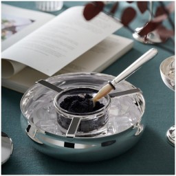 Schiavon, Essentia table accessories, silver plated, Round caviar dish