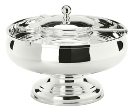 Schiavon, Essentia table accessories, silver plated, Round caviar dish with base