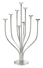 Schiavon, Essentia сandleholders and vases, silver plated, 9-stem tree-shaped candleholder
