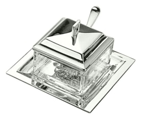 Schiavon, Essentia table accessories, silver plated, Edged square cheese bowl