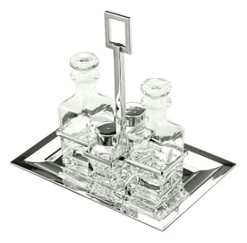 Schiavon, Essentia table accessories, silver plated, Edged rectangular cruet