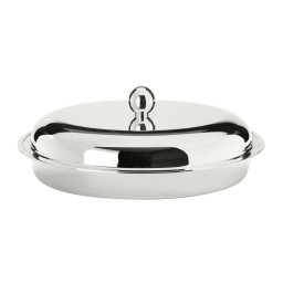 Schiavon, Essentia table accessories, silver plated, Oval serving dish with pyrex and lid