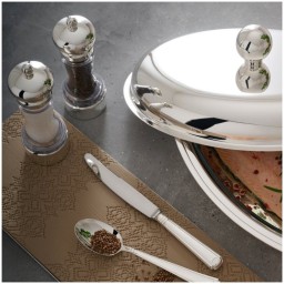 Schiavon, Essentia table accessories, silver plated, Oval serving dish with pyrex and lid