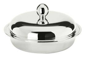 Schiavon, Essentia table accessories, silver plated, Round serving dish with pyrex and lid