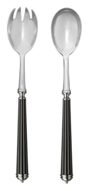 Alain Saint-Joanis, Lignes black, silver plated, Salad serving set