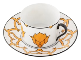 Pinto, Jaipur, Tea cup and saucer, orange